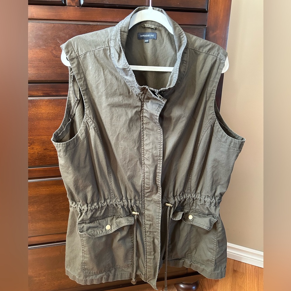 Casual Olive Green Vest